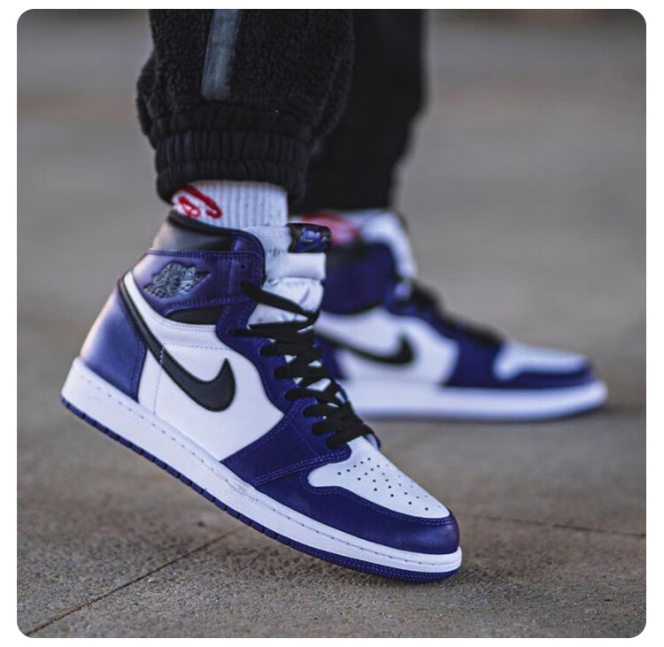 【官方自营旗舰店】官方旗舰air aj 高帮白紫葡萄 脚趾 休闲篮球鞋