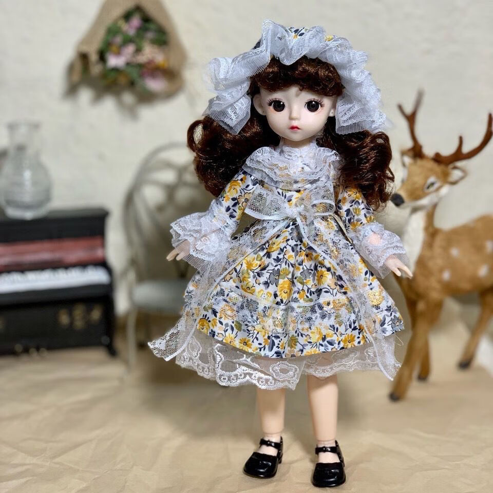 30厘米芭比娃娃公主套装27关节3d真眼bjd洋娃娃女孩玩具生日礼物格格