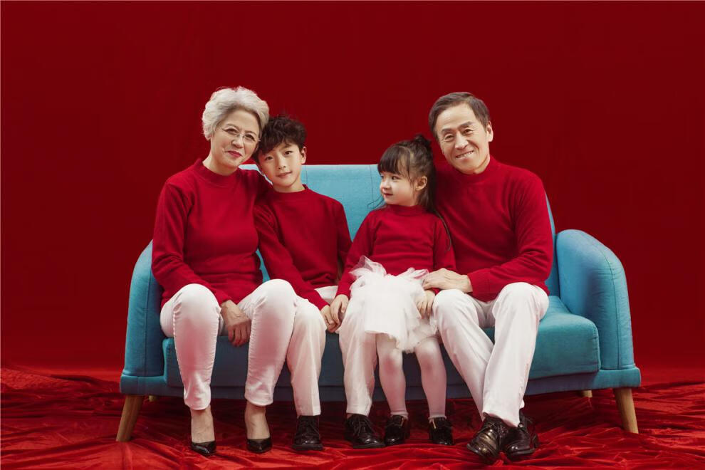 一家三代全家福服装全家福拍照服装定制儿童摄影主题服装影楼拍照