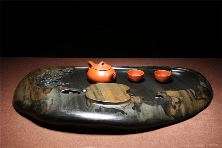 自然歙砚原石茶台山水茶盘手工雕刻茶海砚石头茶托功夫茶具胜端砚 1.