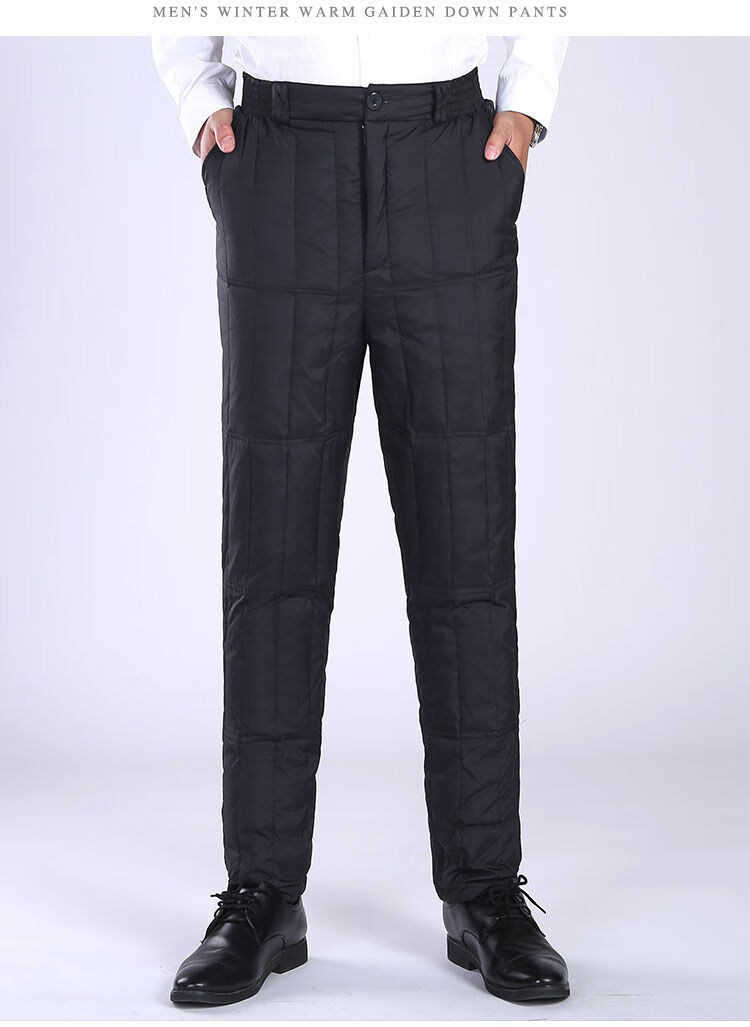 品牌中老年羽绒裤男内外穿高腰加厚修身大码男士保暖爸爸内胆羽绒棉裤