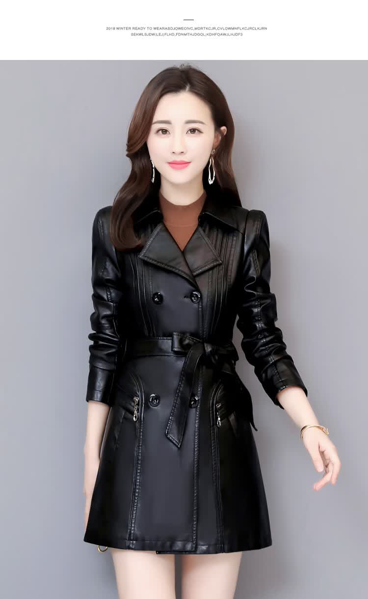 wpbvxx轻奢品牌时尚真皮皮衣女中长款2020秋季新款女装韩版气质修身