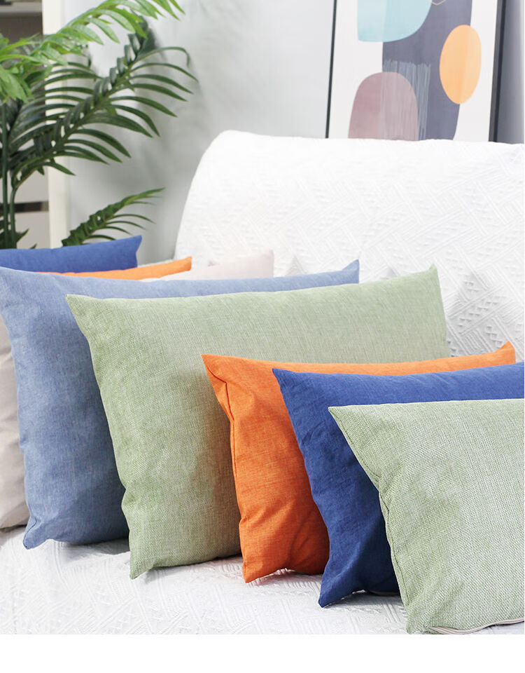 纯色亚麻沙发抱枕客厅靠枕床头靠垫椅子靠背垫汽车腰枕抱枕套定制浅