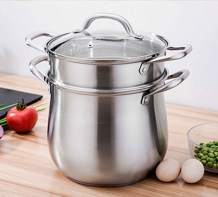 汤锅加厚304不锈钢大容量复底炖汤锅煲粥锅电磁炉燃气通用特高锅28cm