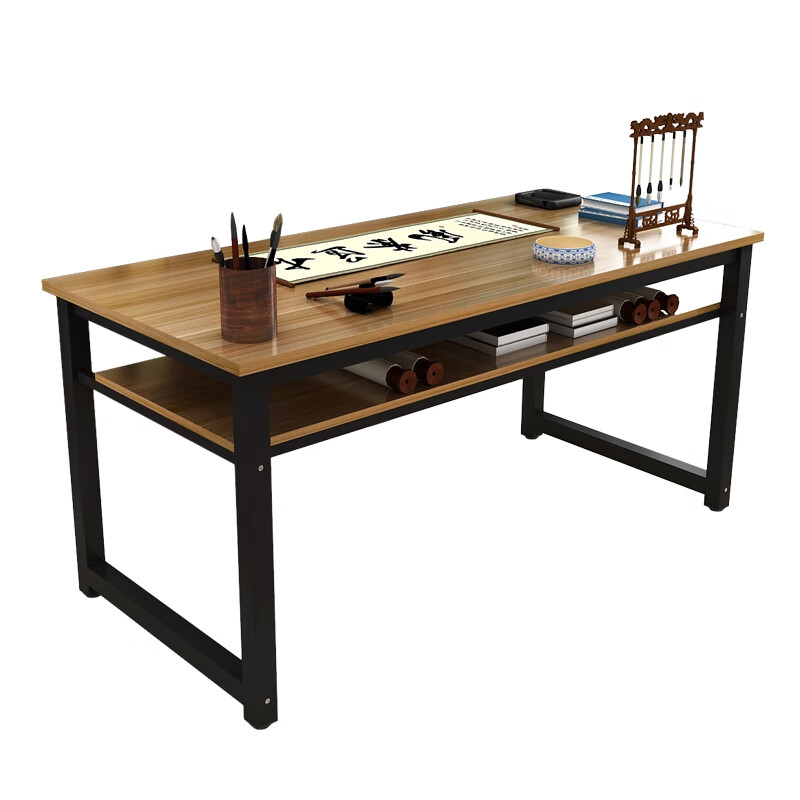 中式书法桌书画桌毛笔写字台双层简易书桌培训绘画桌电脑桌 长120宽70