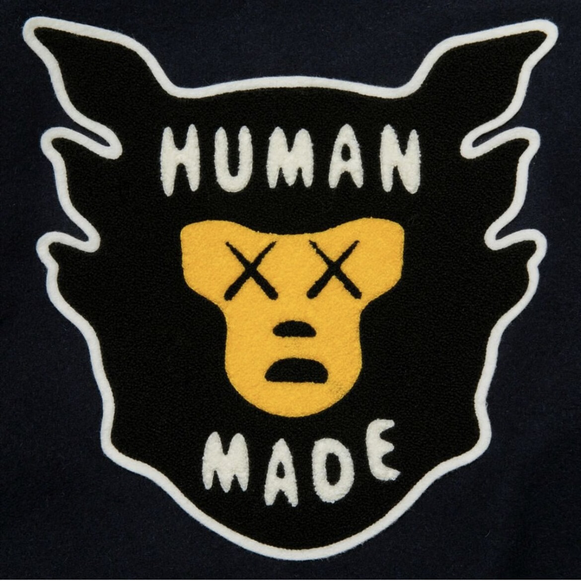圣纺源 nigo human made 男女秋季新美式复古皮袖棒球服夹克外套 黑色