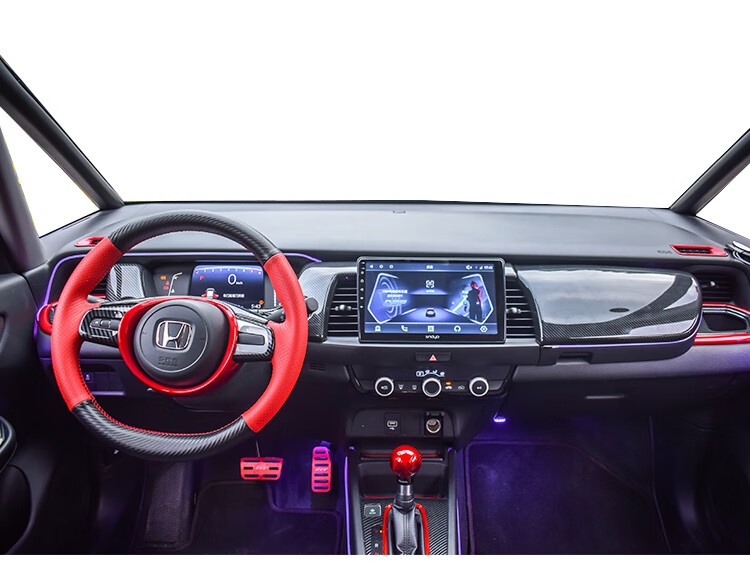 适用于で适用于21款来福酱内饰改装碳纤维四代飞度gr9中控面板仪表台