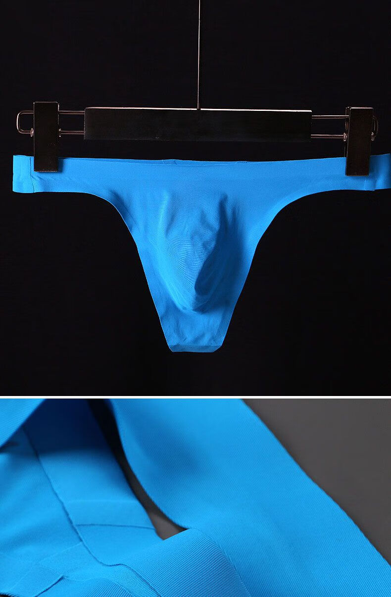 男男士一片式内裤细带半透明无痕潮t字裤运动性感t裤红色m