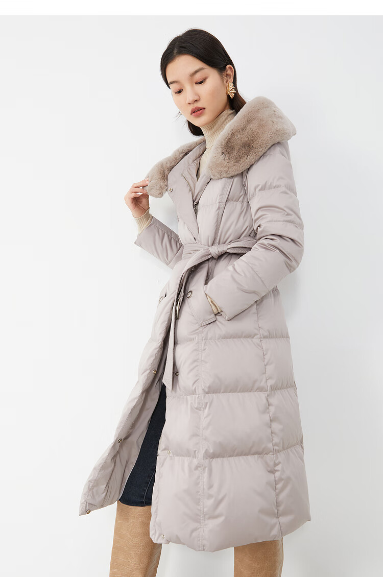 yiner音儿女装2020冬季新款时尚通勤简约拉链中长款羽绒服 绿色 36