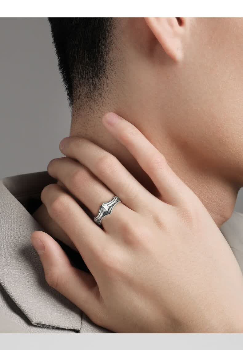 Vintage Designer Ring For Men Snow Motif High End Niche Accessory_voghion.com