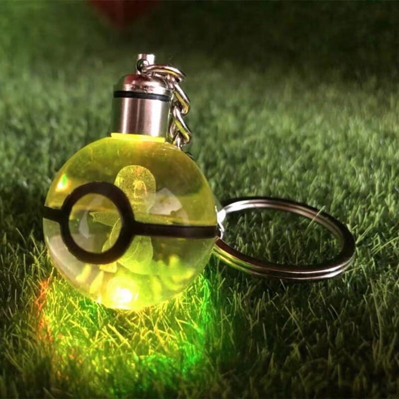 岙筱 神奇宝贝宠物小精灵3d水晶球 精灵球 梦幻汽车钥匙扣挂件背包