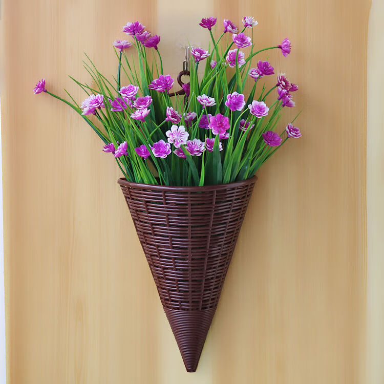 家居客厅仿真花假花装饰墙面壁挂式挂篮套装摆设各种绿植花草插花扇挂