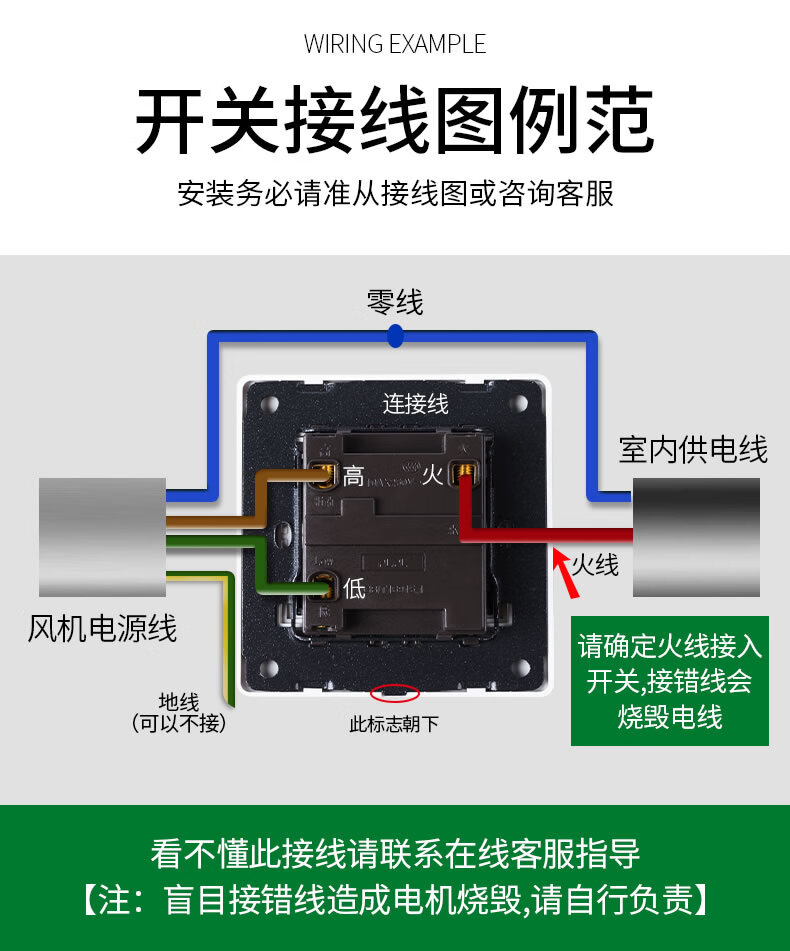 鼓风机开关怎么接线图图片