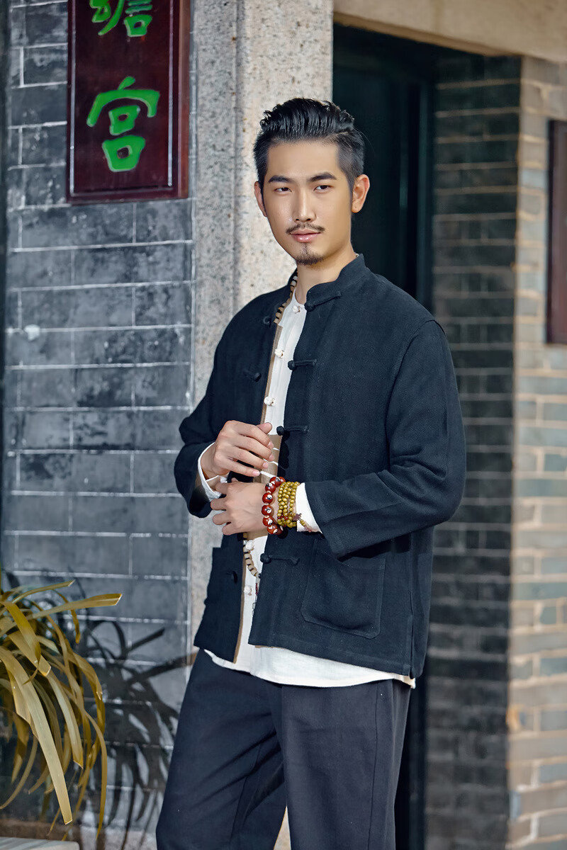 阿亨40-50爸爸装居士服佛系打坐禅茶服中国风男装民族复古盘扣开衫男