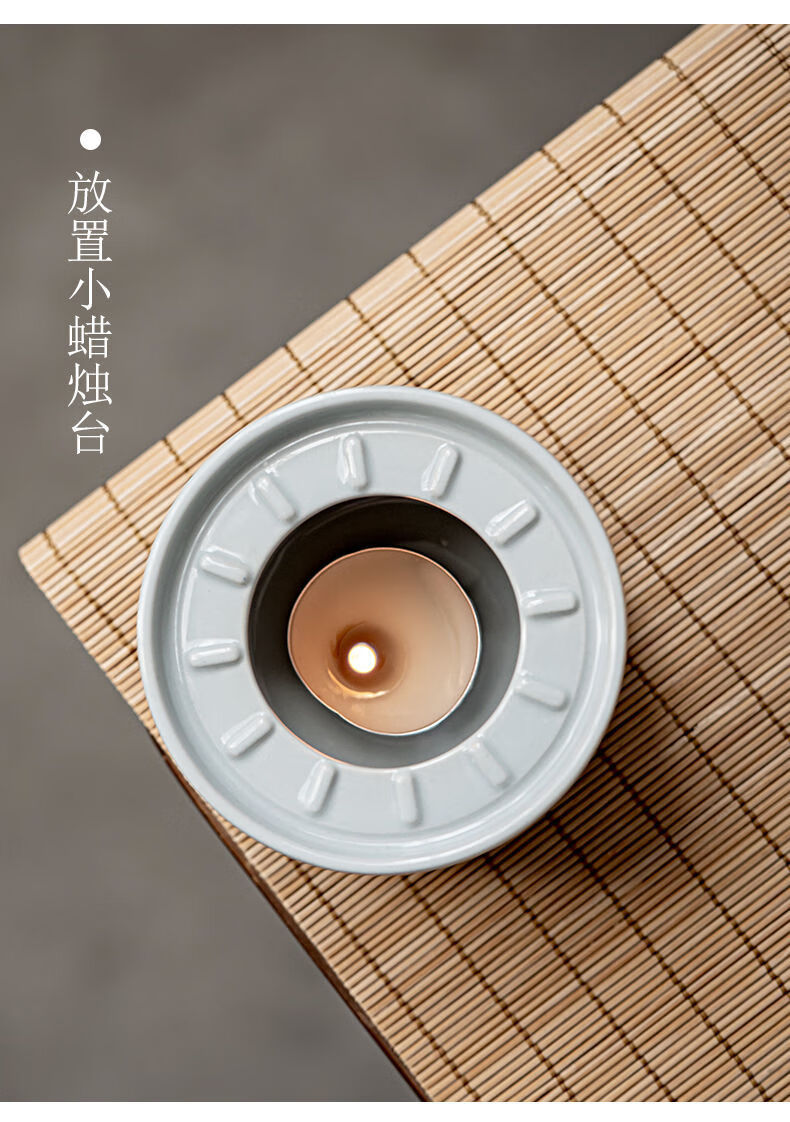 萌碎陶瓷温茶底座温茶炉日式小火炉蜡烛煮茶保温暖茶器纯手绘远山烛台