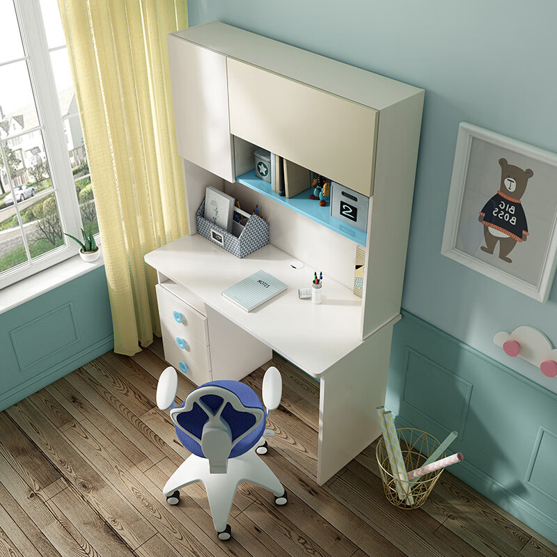 家泡泡儿童书桌书柜组合男孩女孩小学生房学习桌写字桌书桌书架