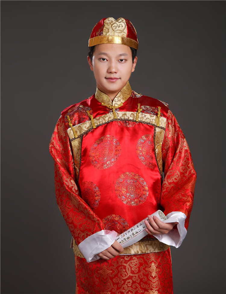 中式婚礼司仪主持服装古装成人男童地主少爷王爷员外年会舞台演出服 b