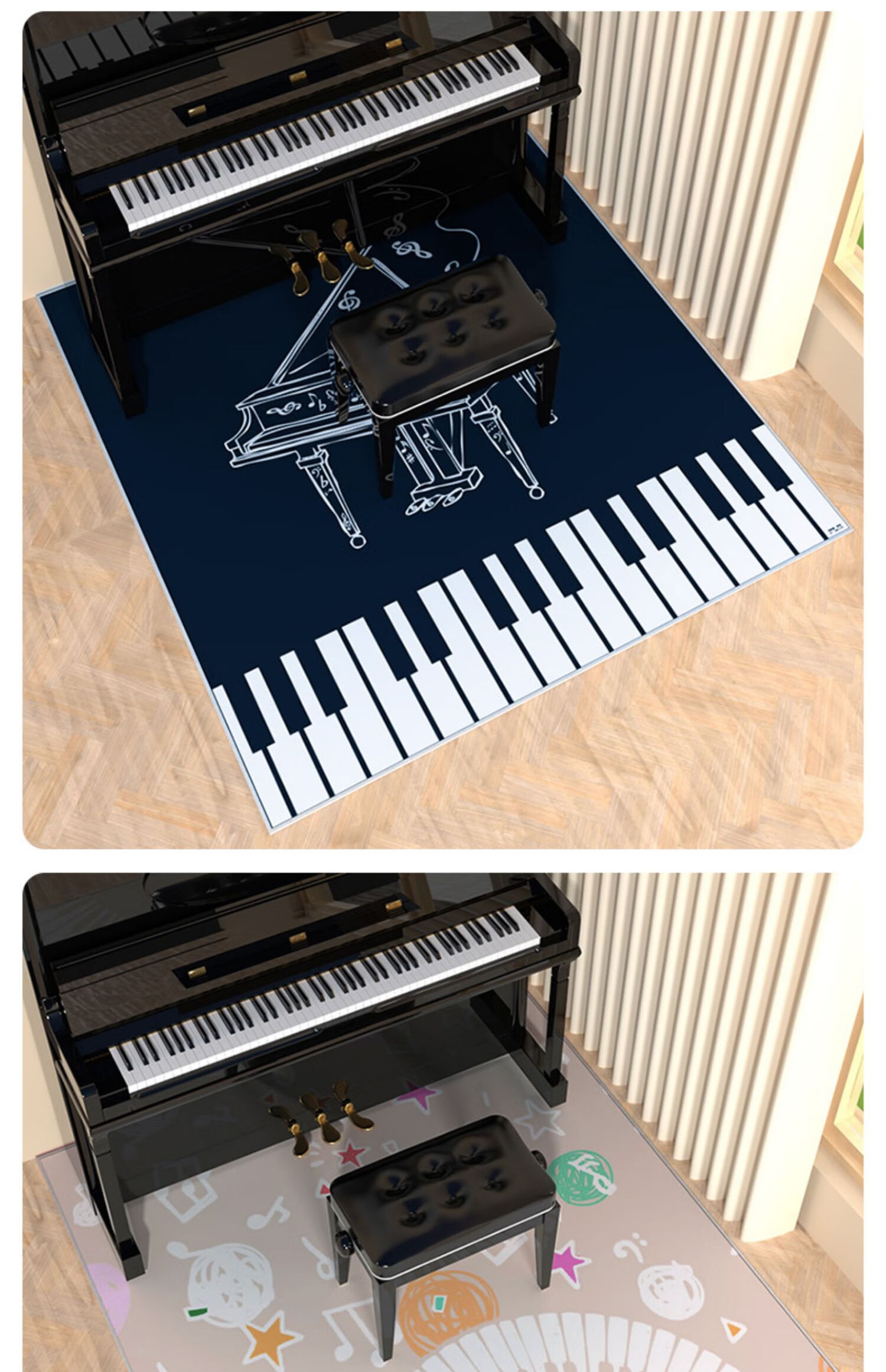 奴诗漫立式钢琴地垫录音室隔音垫降噪地垫脚垫消音减震专用保护垫可