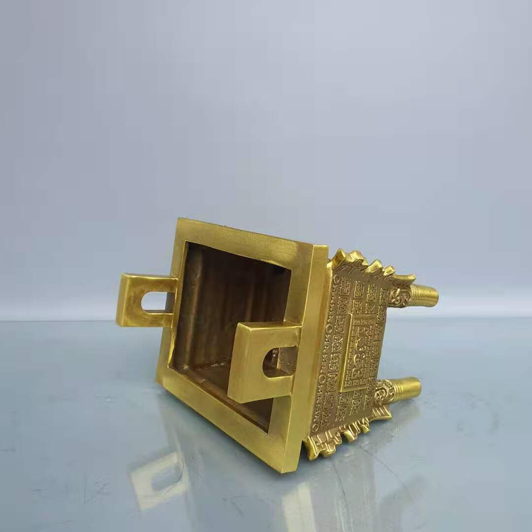 花千紫 铜质鼎香炉四方鼎和合盛鼎平安鼎盛千秋客厅店铺摆件 二款