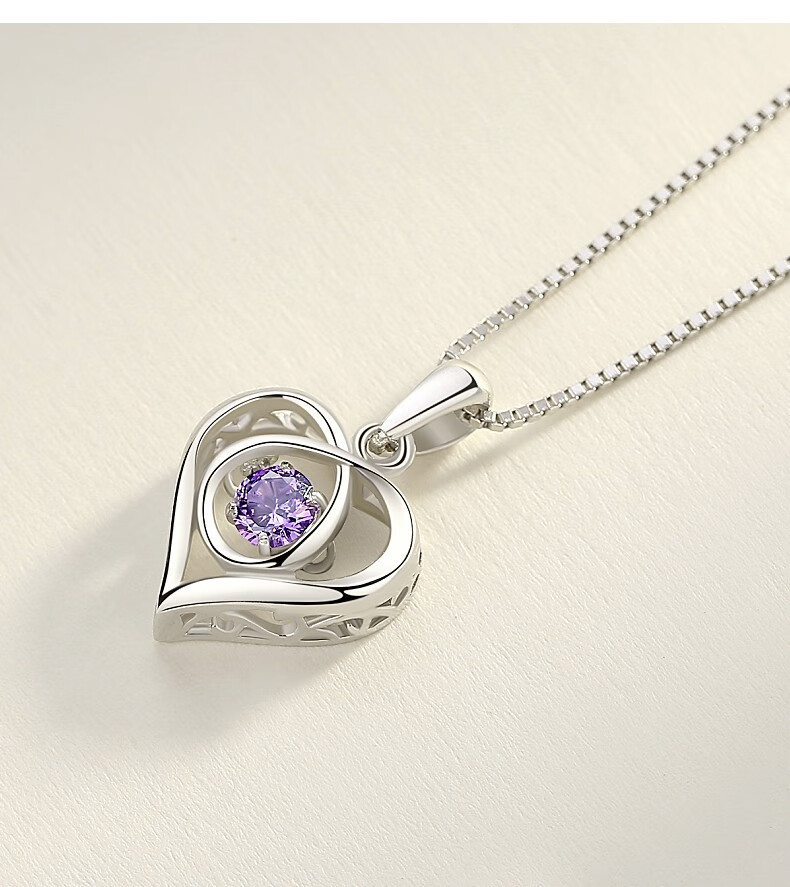 首饰颈环时尚饰品情侣项链跳动的心送女友圣诞节礼物 灵动项链-白皓石