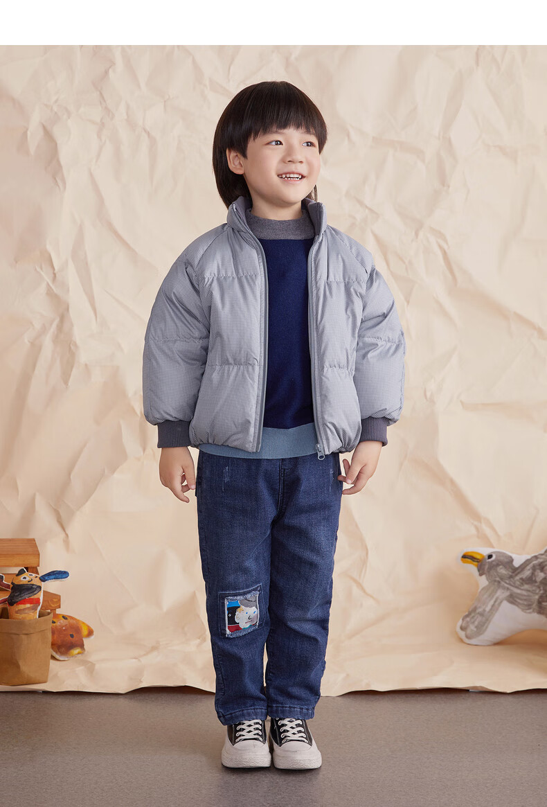 马拉丁童装中大童羽绒服2020冬季新款男女童后背绣花羽绒夹克外套