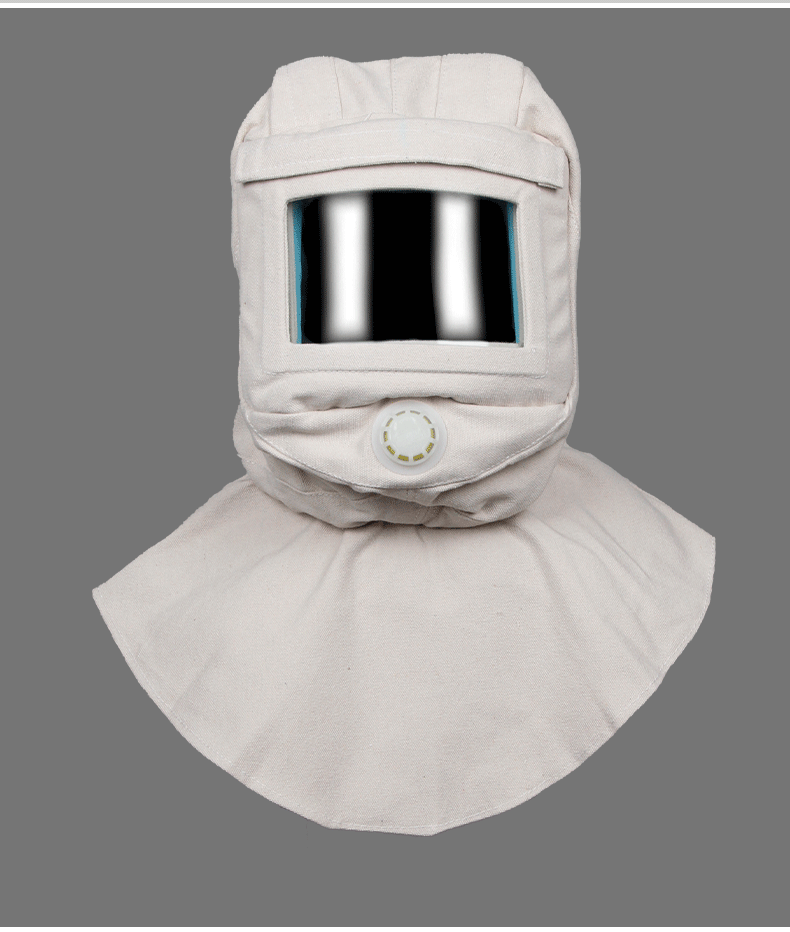 打磨防尘喷砂喷漆通风弯玻璃大头帽防溅风沙头套帽面罩风帽披肩帽