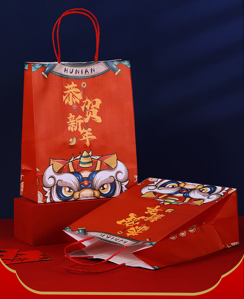 豪金门高端虎年礼品袋新款2022国潮新年礼品袋新款风春节牛皮纸手提