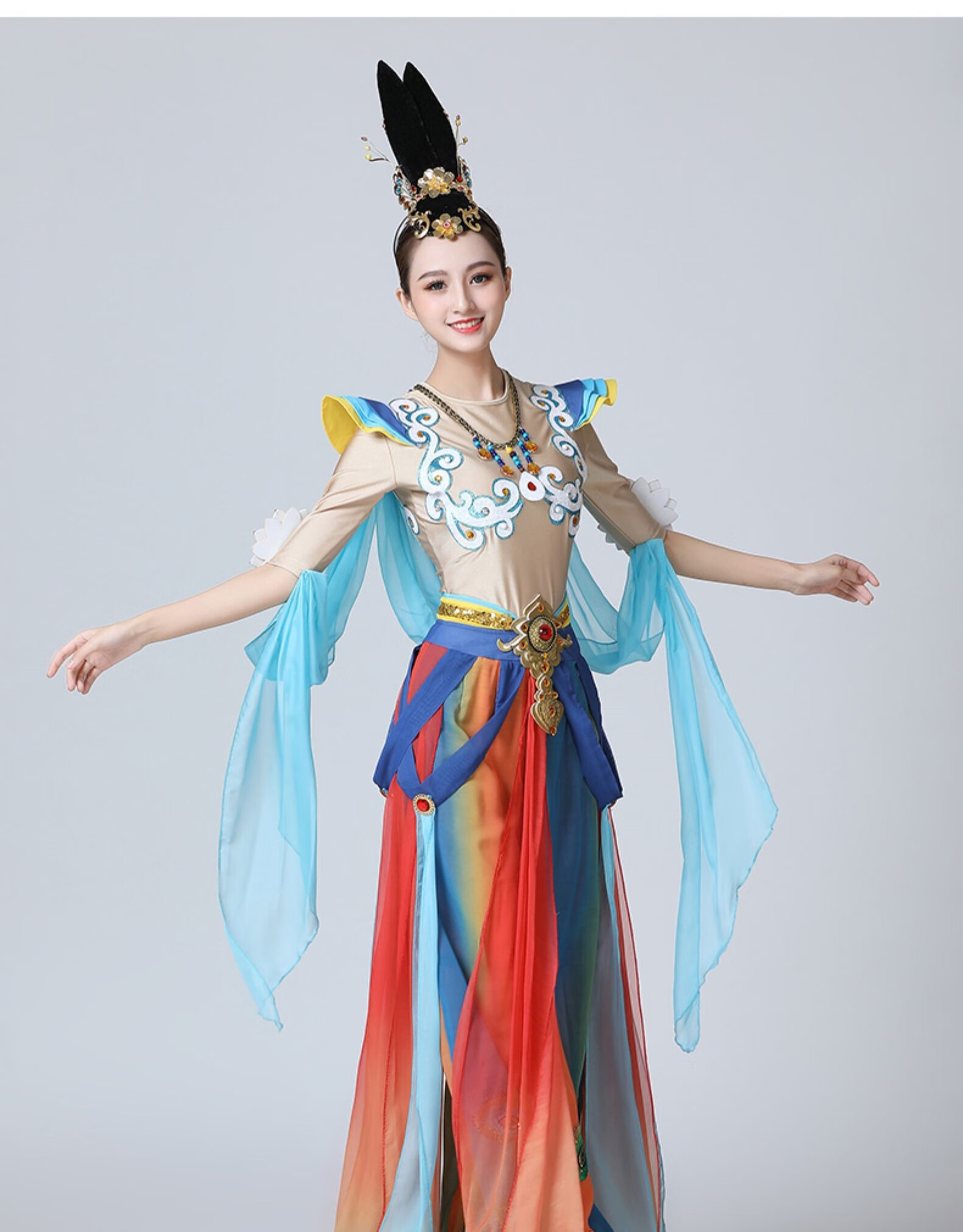 颂伊莎 古典舞乐天舞丝路情敦煌飞天舞蹈服装舞台表演出服定制定制款