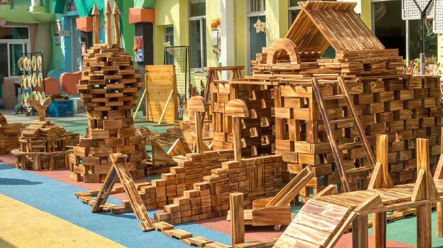 幼儿园户外大型建构碳化超大块防腐砖块实木搭建室外炭烧积木玩具 866
