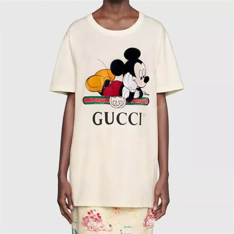 古驰(gucci) disney 迪士尼联名款 米奇印花圆领短袖t恤 女款 灰白色