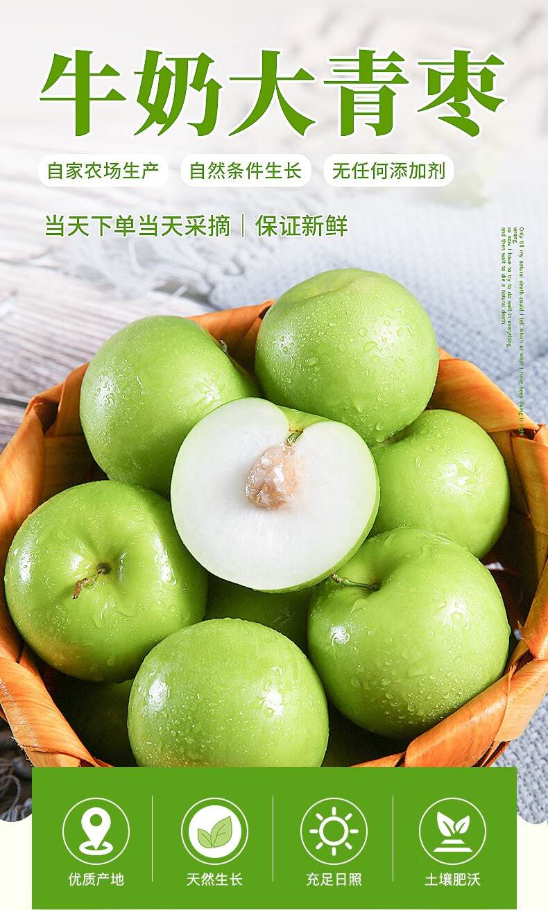 启时光 福建贵妃牛奶枣 漳州大青枣牛奶蜜枣 新鲜水果 贵妃蜜枣 2斤装
