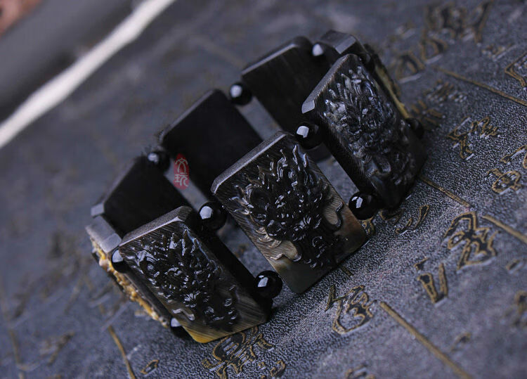 苛鱼 正宗保真黑驴蹄子手串 驴蹄手链 龙头手牌男女款 貔貅【图片