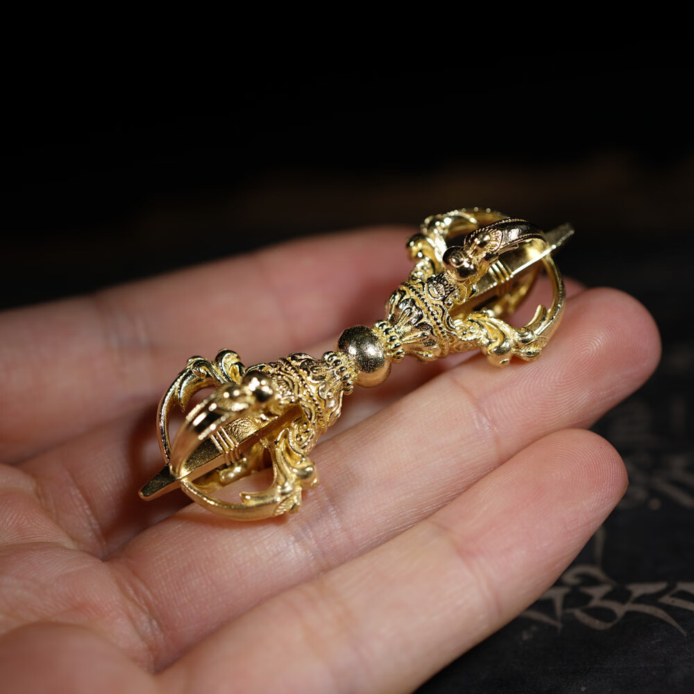 异地彩虹 藏式黄铜金刚杵五股随身迷你小号金刚杵吊坠挂件