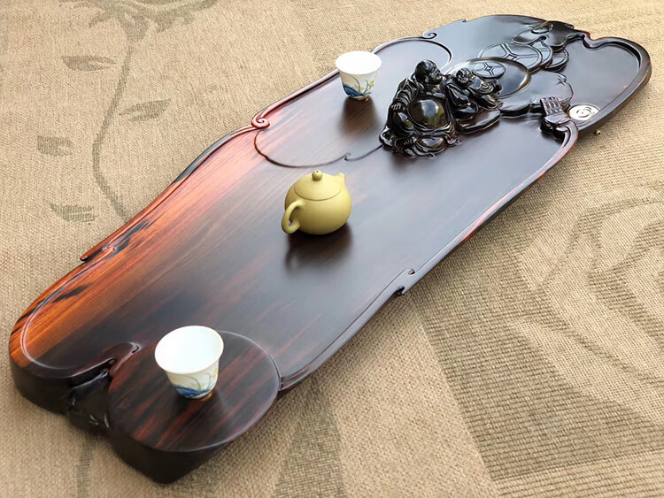 交趾黄檀茶盘 正宗老挝茶盘实木整片雕刻功夫茶盘茶台茶海 玫红色