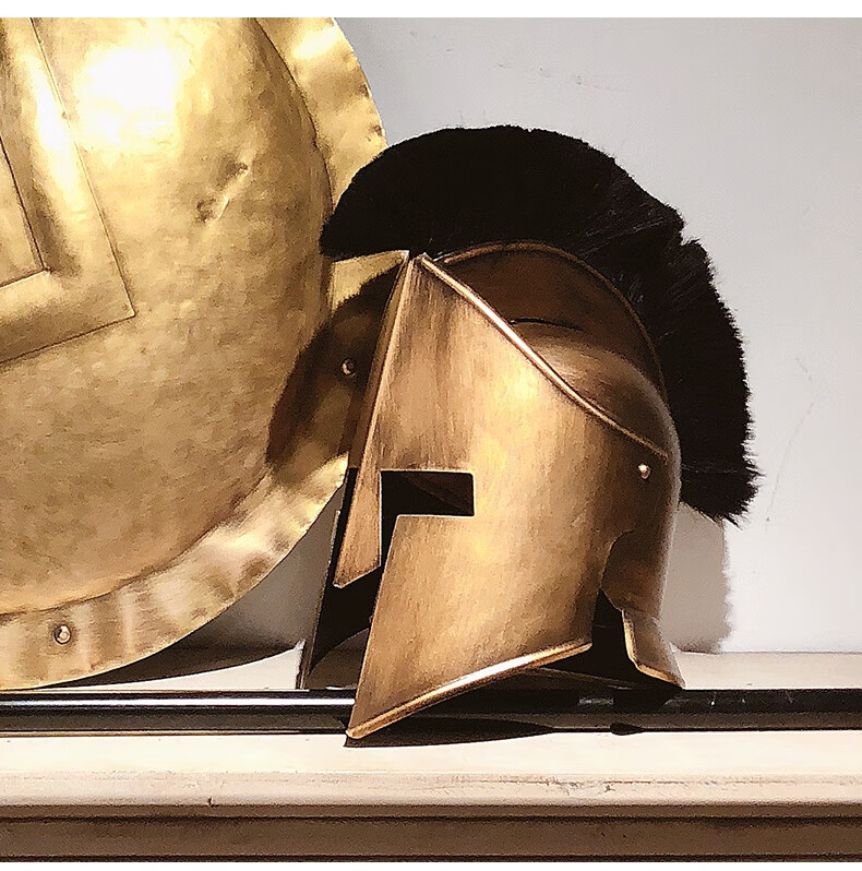 斯巴达摆件 斯巴达勇士盾牌头盔长矛中世纪摆件复古怀旧酒吧墙壁装饰