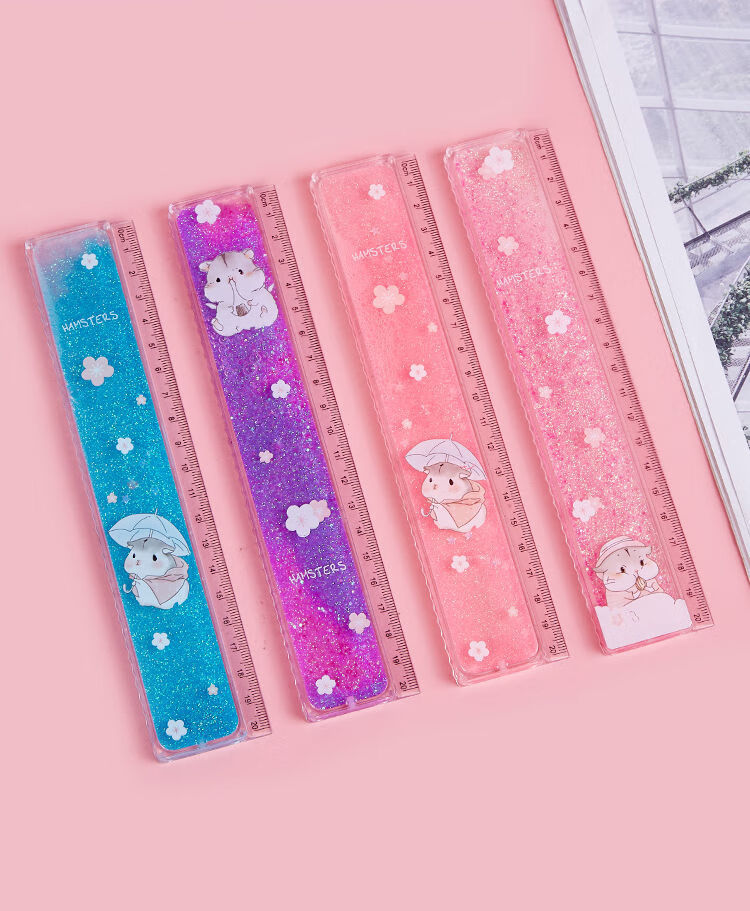 尚石纪樱花流沙尺子少女心小学生文具创意韩版可爱卡通透明直尺20cm