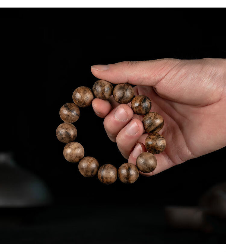 天然加里曼丹沉香佛珠保真老料沉香木佛珠男士款木质手链16mm收藏16mm