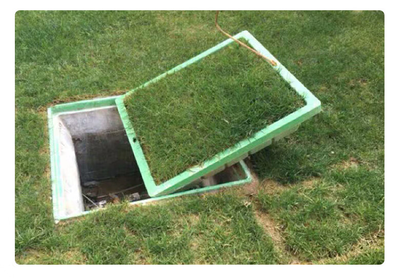 smc树脂复合草盆井盖下沉式植草井种植方形绿化检查井700圆草坪井蓝色