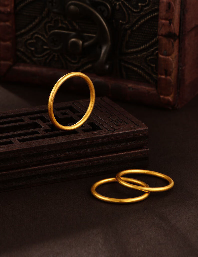 古法传承素圈光面戒指女越南沙金磨砂哑光实心闭口指环光面美号5号80