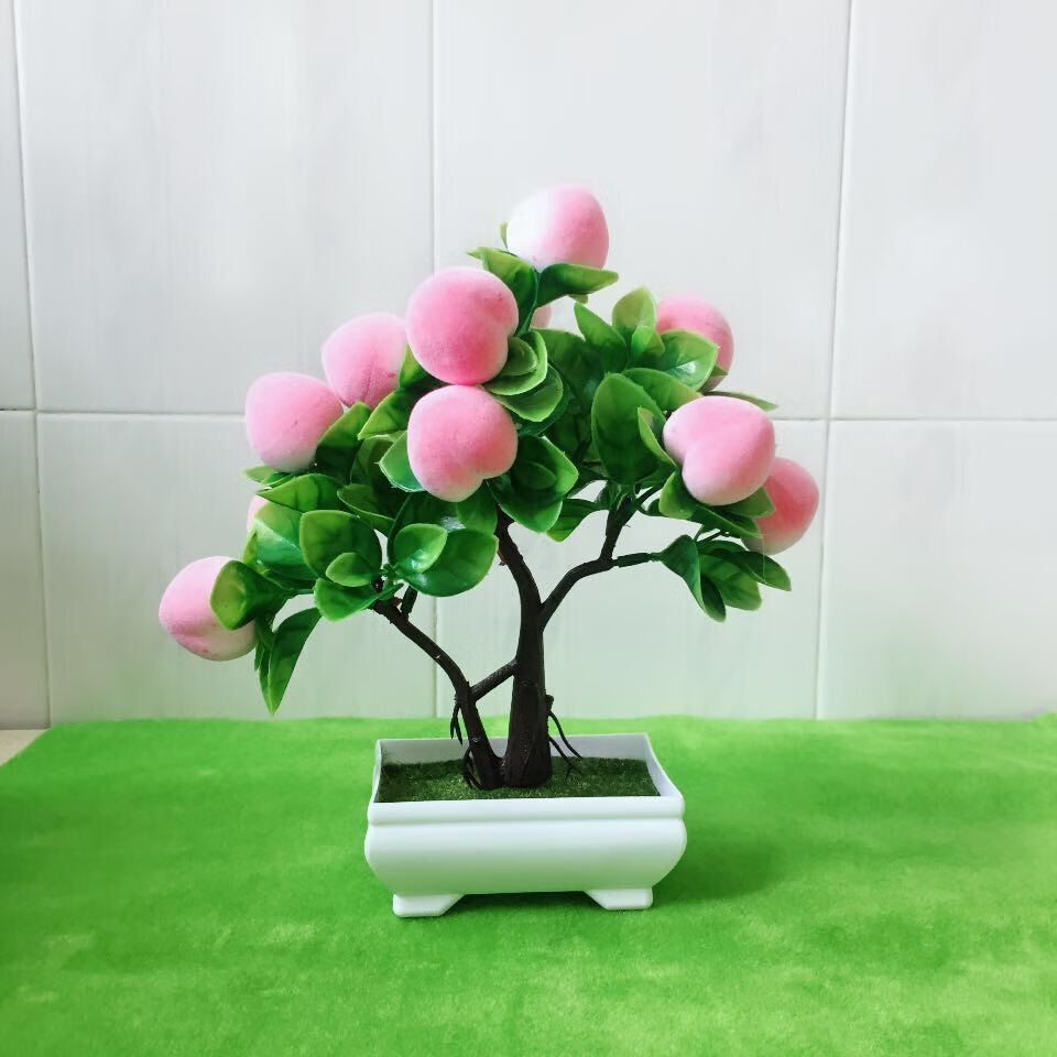 树防真桃子树假树装饰品摆件水果模型仿真塑料摆件4大桃子6小桃桃树