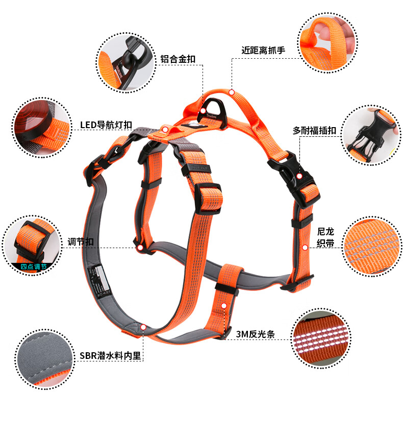 truelove狗狗牵引绳背心式胸背带小型中型大型犬宠物用品遛狗绳长毛犬
