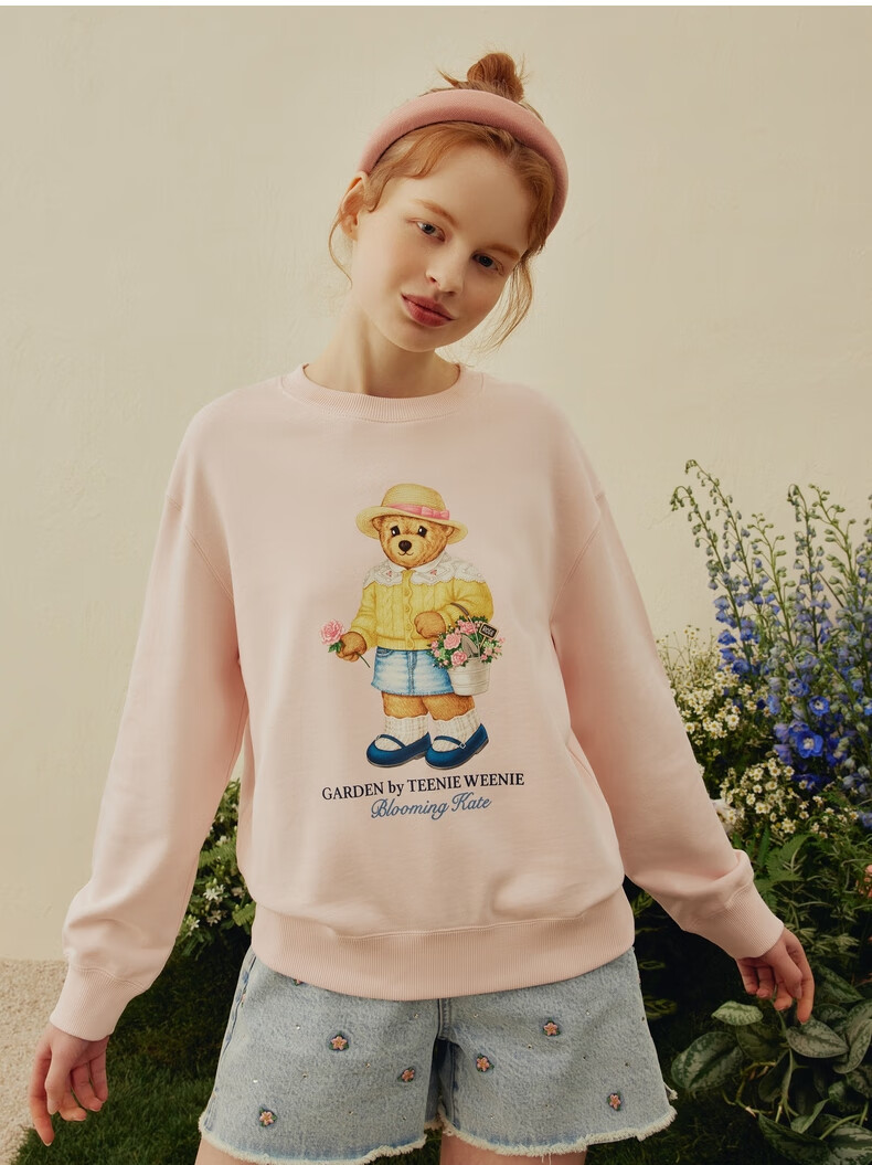 teenieweenie小熊圆领套头卫衣宽松韩版显瘦短款上衣女装春夏新款ttma