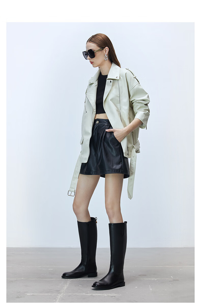 思加图2022冬季新款时装靴长靴高筒靴女皮靴efd06dc2 黑色(绒里) 39