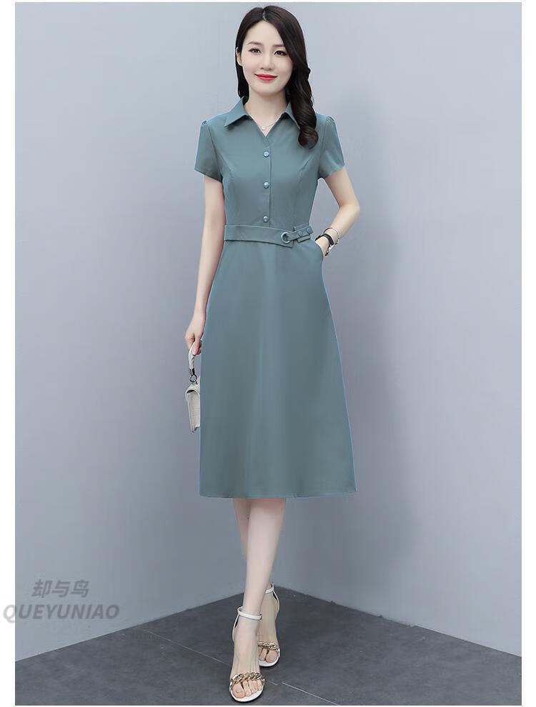 芊芊服饰女装店时尚减龄夏女装 气质修身显瘦 有口袋 色连衣裙 藏蓝色