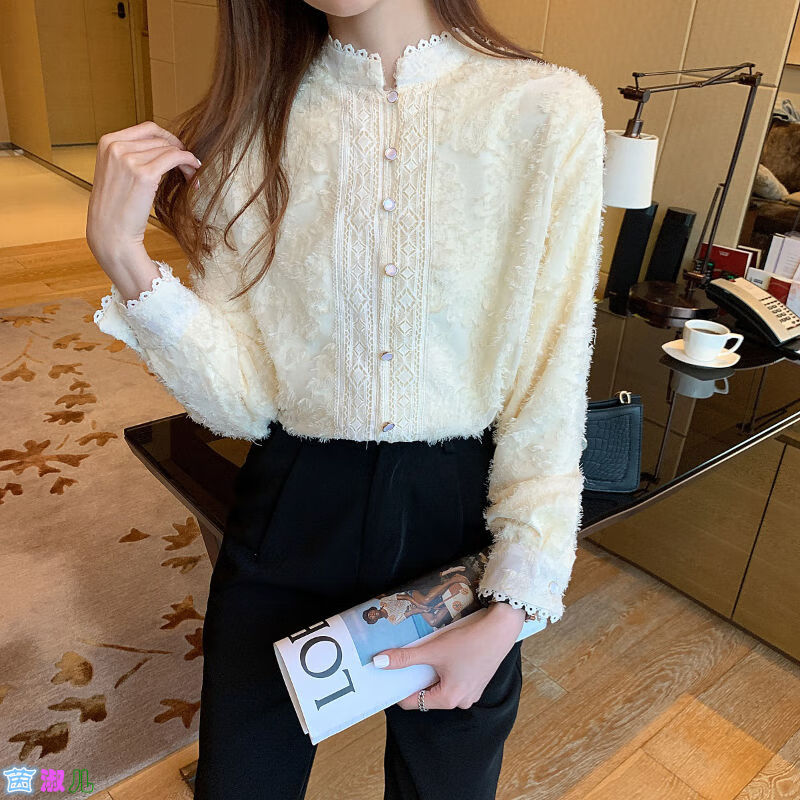 茵淑儿秋冬衬衫加绒加厚韩版女士带绒寸衣加棉质保暖衣服女生仙女神寸