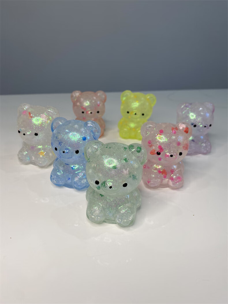 日本yell 捏捏七彩糖果小熊扭蛋 软胶捏捏冻熊解压玩具网红 新款 黄色