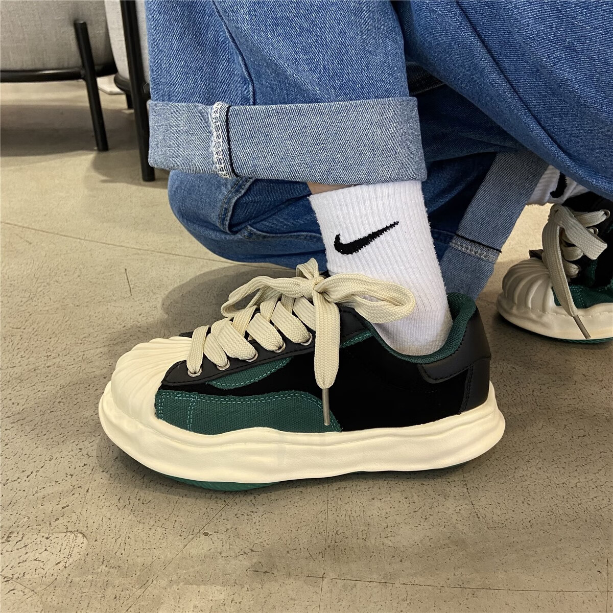 溶解鞋男街头鞋子男小众溶解运动鞋女学生情侣厚底板鞋黑红 黑红色 36