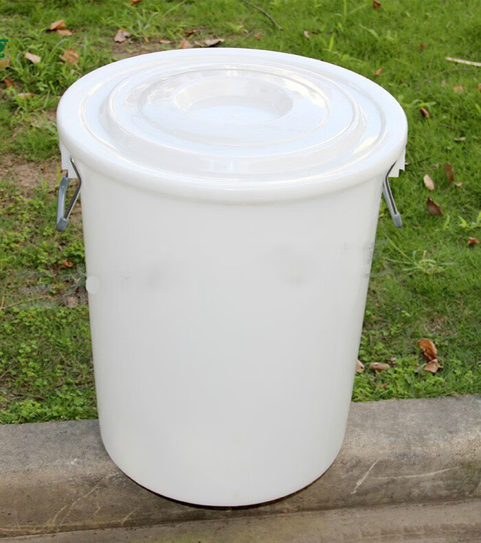 水桶带盖圆桶100l150l食品级储水桶大白桶垃圾塑胶桶 120升白色带盖