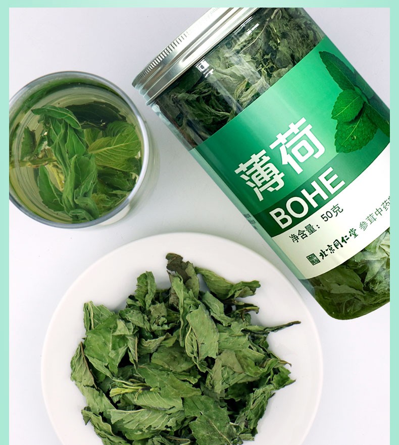 北京同仁堂薄荷茶 干薄荷叶花草茶50g 一罐