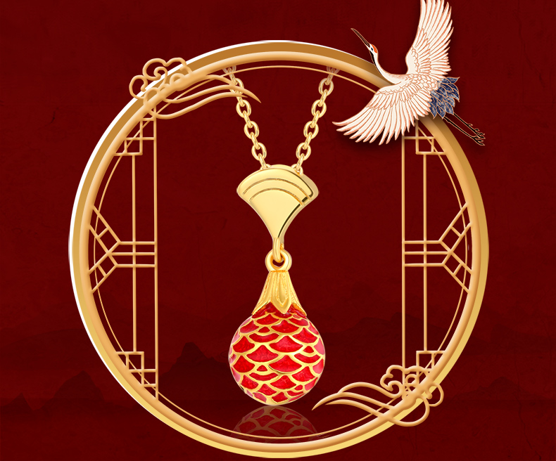 故宫文创 龙鳞珐琅首饰 手链项链 s925银耳环 复古设计 锁骨链gx 生日